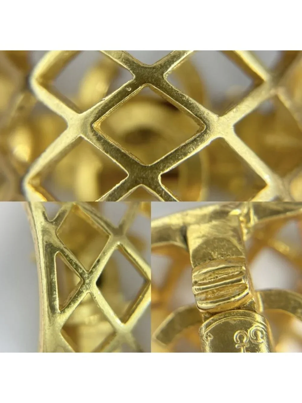 Chanel Earrings CC Logo Accessory Vintage Gold Plated